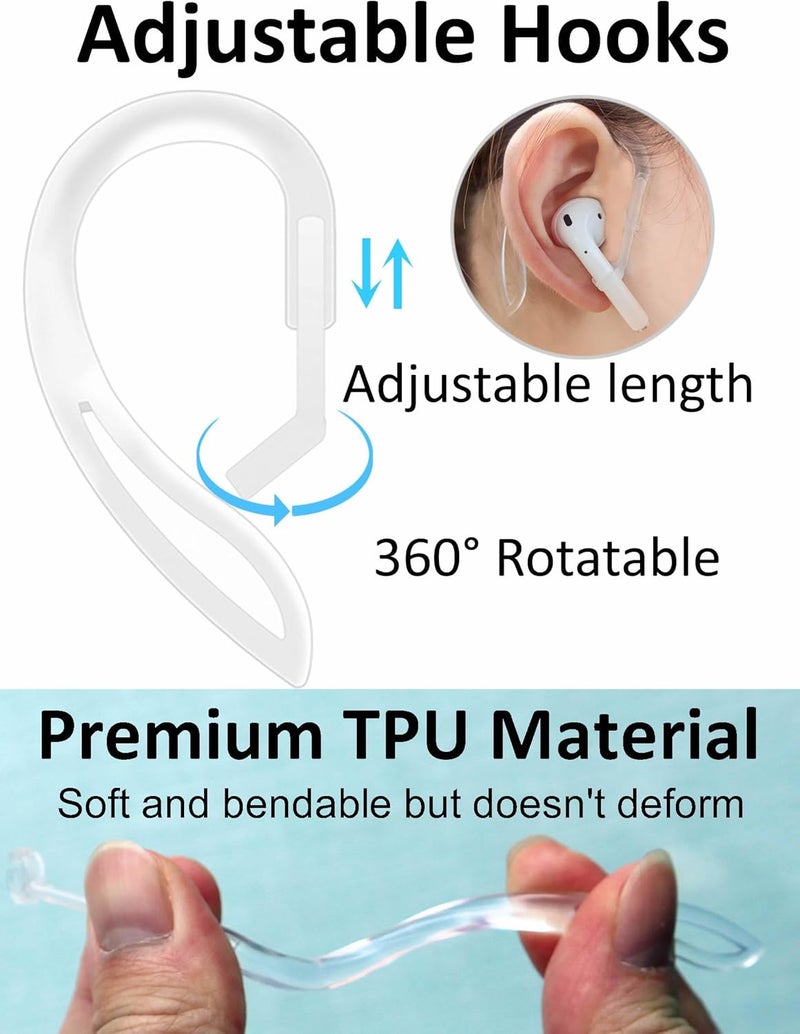 A-Focus Anti-Slip Set for AirPods 4 Silicone Adjustable Ear Hook Ergonomic Design Wings Wingtip Ear Hooks Tips Strap Sport Earbuds Accessories Eartip Compatible with AirPods 4th White - Image 4